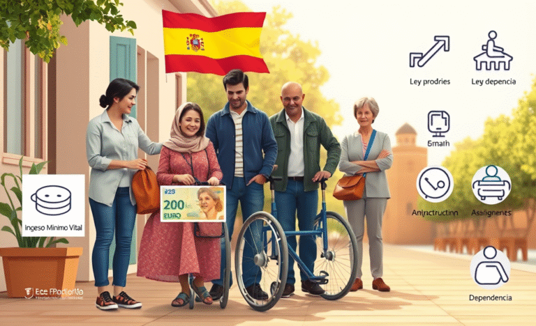 Infografía sobre 4 beneficios del gobierno en España para mejorar la calidad de vida.