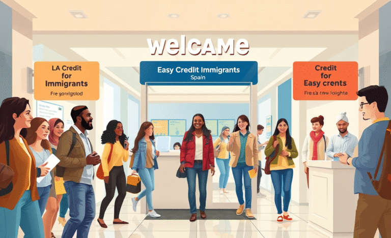 Imagen sobre Crédito Fácil para Inmigrantes en España, destacando opciones bancarias para quienes no tienen historial crediticio.